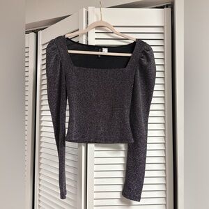 Sparkly Black Long Sleeve Top